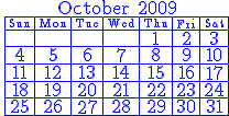 \small\blue\calendar[2009,10]